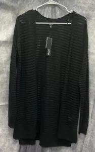 APT9 Gr. S schwarz Pointelle Strick vorne offen Cardigan Tunika Länge Langarm - Bild 1 von 8