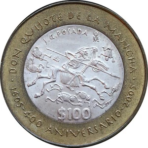 Mexico 100 Pesos 2005 Don Quijote 400th Anniversary. UNC. KM# 705 - Picture 1 of 2