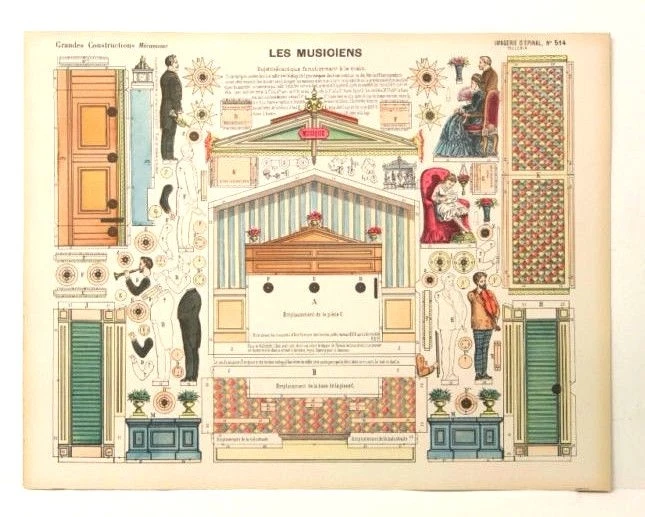 Imagerie D’Epinal Nº514 Les Musiciens/Grande Constructions Mécanisme modelo de papel Foto 1 de 1