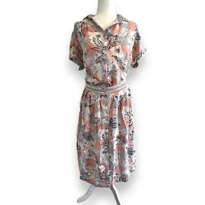 Conjunto de Top y Falda MIDI Vintage Koret Tropical Mezcla de Cáñamo con Botones 16/18 Foto 1 de 4