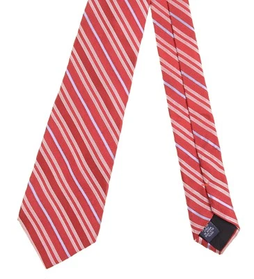 Corbata de seda tejida a rayas roja blanca azul Valentino hecha a mano en ITALIA Foto 1 de 4