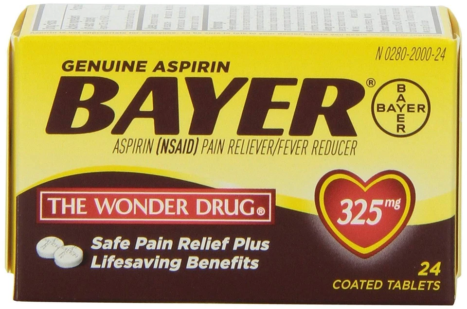 4 Bayer Genuine Aspirin 325 MG Pain Reliever Fever Reducer Total of 96 Tablets