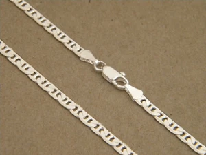 Lady 4mm Wide Mariner Link Necklace Chain Silver Plated 24in Inch Long 3mm Wide - Picture 1 of 3