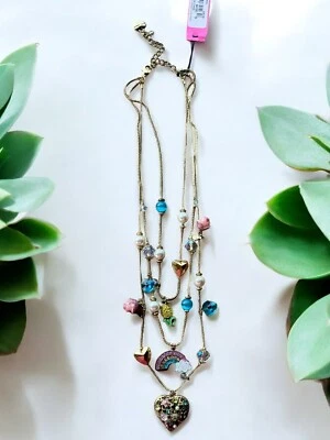 Collar Betsey Johnson Fairyland Arco Iris Tulipán Adornado Corazón Floral Foto 1 de 4