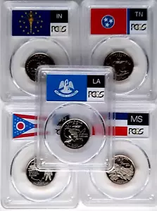 2002-S Clad Proof State Quarter Set ( 5 Coins) PCGS PR70 DCAM-State Flag - Picture 1 of 12