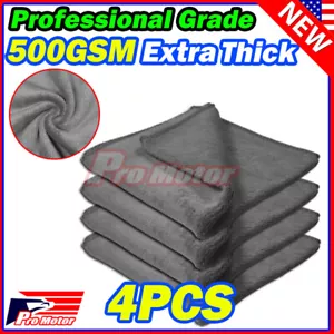 4x Gray Microfiber Cleaning Cloth No-Scratch Rag Car Polishing Detailing Towels - Picture 1 of 2