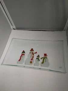 The Pampered Chef Holiday Rectangle Platter of Snowman - Picture 1 of 4