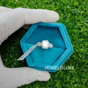 3 Ct Three Stone Round CVD Lab Grown Diamond Engagement Ring in 14K Yellow Gold - Picture 1 of 18
