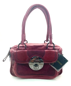 MIMCO STAND OFF ZIP TOP LEATHER BAG IN GARNET BURGUNDY STANDOFF BNWT $425 - Picture 1 of 5