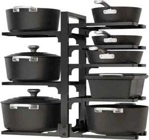 Adjustable Pots and Pans Organizer Under Cabinet 8 Tiers - Picture 1 of 6