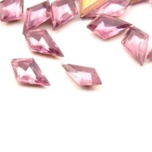 24 Czech vintage pink kite glass rhinestones 10x6mm - Picture 1 of 2
