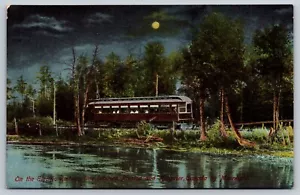 Postal Línea de Ferrocarril Eléctrico Canadá por Moonlight - Imagen 1 de 2