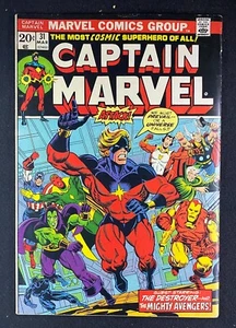 Captain Marvel (1968) #31 FN+ (6.5) Thanos Death Drax Avengers Jim Starlin Art - Foto 1 di 2