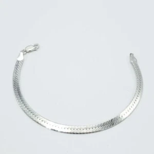 Italienisches Sterling flaches Kettenarmband 7 Zoll 4,5 mm - Bild 1 von 5