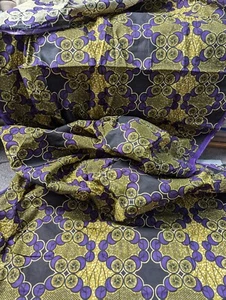 African Print Material - Purple, Black & Gold Fabric - 4 Yards - Picture 1 of 3