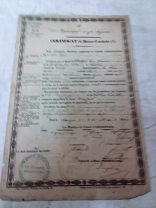 Führungszeugnis - Limoges 10. Mai 1849 - Bild 1 von 2