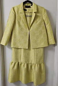 Carlisle Collection Yellow Crystal Detailed Floral Dress Suit Sz 8 - Picture 1 of 18