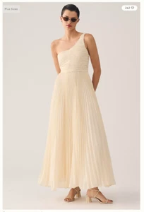 NWT-Forever that Girl x Anthropologie Ivory One-Shoulder Pleated Dress - XL - Picture 1 of 9