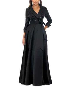 298 $ Xscape Damen Pailletten Smoking Gürtel Ballkleid, schwarz, Größe 4 - Bild 1 von 4