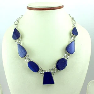 Necklace Natural Lapis Lazuli Gemstone Handmade Charming Vintage Jewelry - Picture 1 of 1