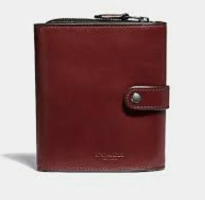 Cartera organizadora de cuero Coach F34868 roja cardinal borgoña oscura para hombre nueva con etiquetas $150 Foto 1 de 2