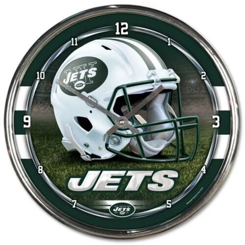 New York Jets 12 Inch CHROME Clock by Wincraft - Perfect for Man Cave Cover