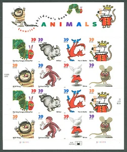 US #3987-94 Kinderbuch Tiere, 16er Blatt selbstklebend - Bild 1 von 1