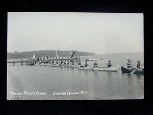c.1920? RPPC Canoe Girls Doctor Pettit Camps Shelter Island LI NY