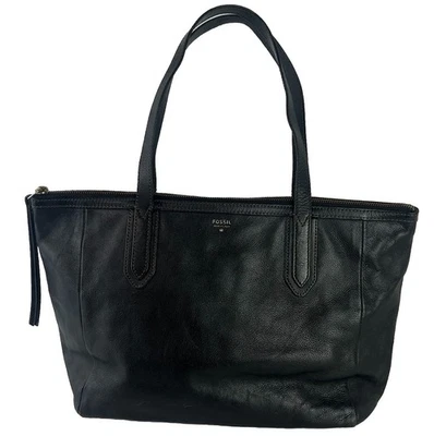 Fossil Sydney Bolso de Mano Grande de Cuero Negro Cartera Bolso de Mano Doble Correa Foto 1 de 4