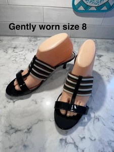 Dress Barn women's slip on multi color sandals heel size 8 dress work casual - Picture 1 of 5