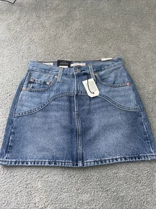 Levi's Icon Western Yoke Mini Jean Skirt Tag Sz. 24 Measured 27 Inch Waist New - Foto 1 di 11
