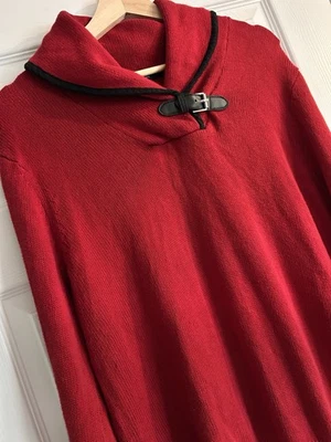 Jersey rojo tejido con hebilla cuello chal Chaps Ralph Lauren - XL Foto 1 de 3