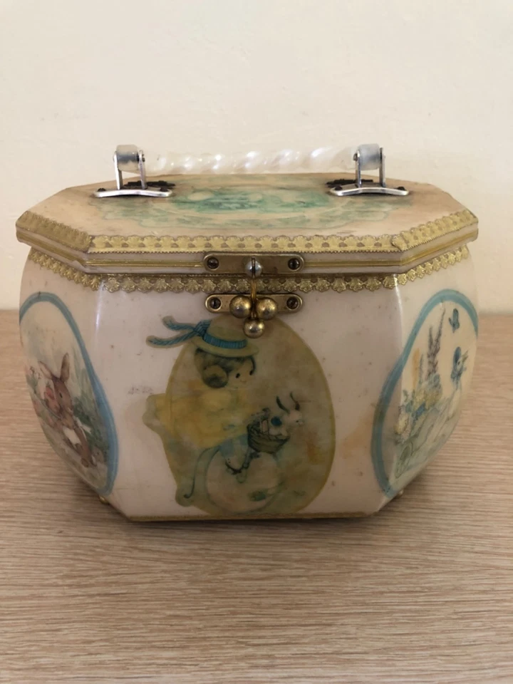 Bolsa de mão Bee Jay Kliewer vintage anos 60 art déco madeira caprichosa - Imagem 1 de 4