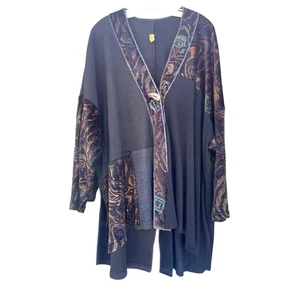 Staley Gretzinger Mantel Jacke OS Top Multi Blau Art To Wear Lagenlook XL - Bild 1 von 17