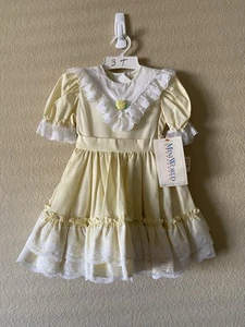 Vintage Mini World Yellow Prairie Dress 3T Lace Ruffles Party NWT - Picture 1 of 5