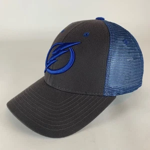 Tampa Bay Lightning NHL Gray Blue Zephyr Snapback Trucker Hat - Picture 1 of 6