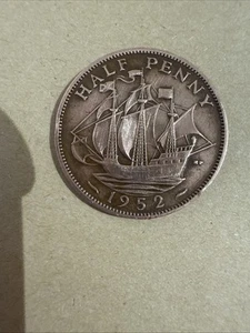 UK GREAT BRITAIN- 1952 HALF PENNY - Picture 1 of 2
