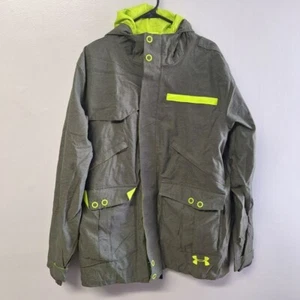 Under Armour Board Jacket Snow Winter Mens Large Green Hood Pocket Zip Magnetic - Picture 1 of 12