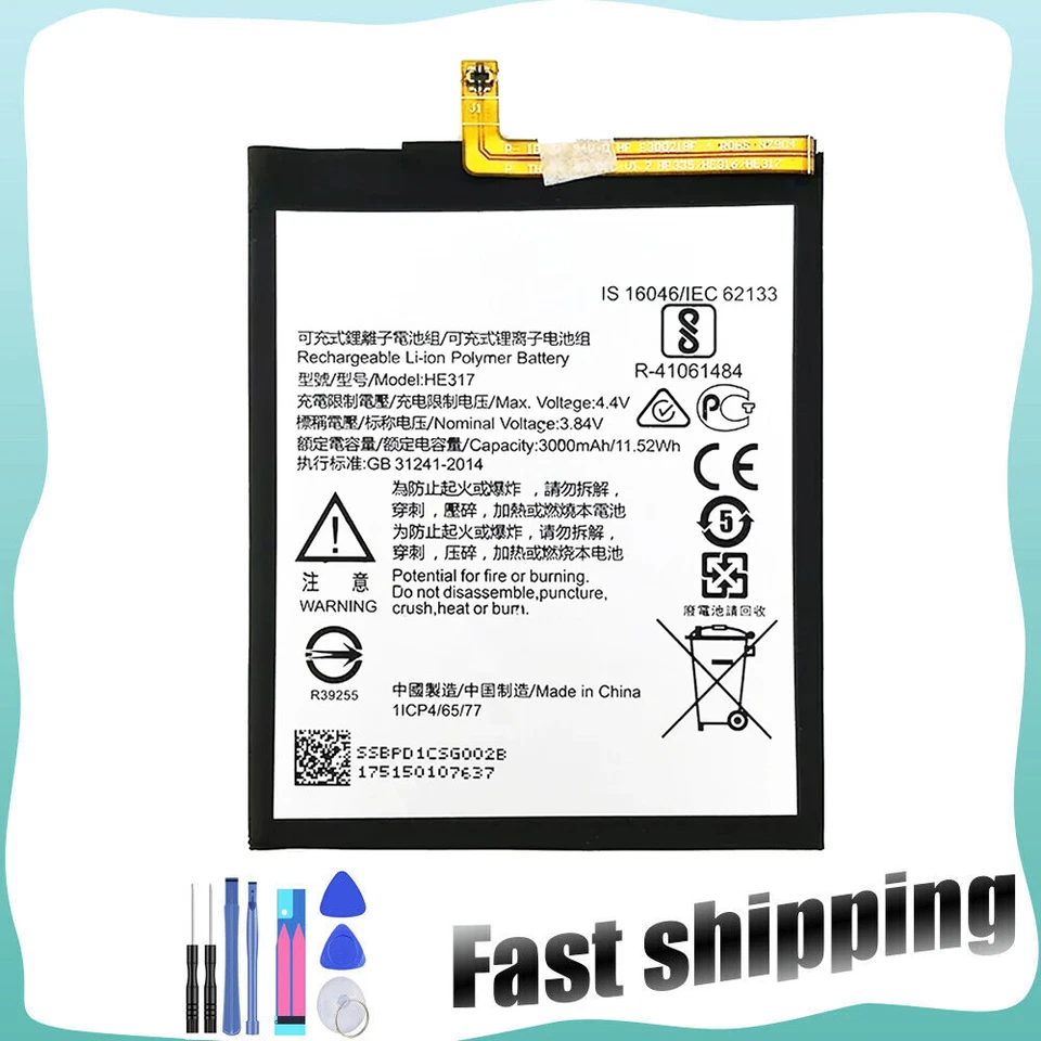 Nueva batería HE317 para Nokia 6 TA-1000 TA-1003 TA-1021 TA-1025 TA-1033 TA-1039 Foto 1 de 4