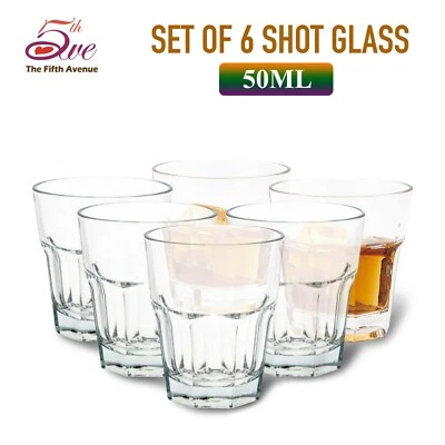 6x 50ml Shot Glass Set Heavy Base Lead Free Liquor Whisky Vodka Espresso Clear - image 1 of 2