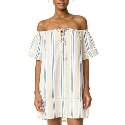 J.O.A | Vestido a rayas fuera del hombro de Los Ángeles Foto 1 de 4
