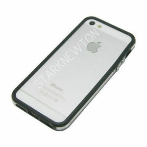 Black Hard Plastic Rubber Bumper Case Metal Buttons for Apple iPhone 5 5S 5G SE