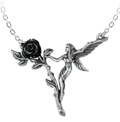 Ожерелье Alchemy Gothic Faerie Glade черная смола роза волшебная фея подвеска P844 - Изображение 1 из 4