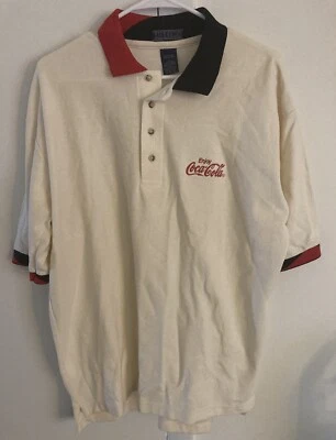 Camisa Polo Coca-Cola De Colección Por Hilton Talla Grande Marfil Manga Corta 100% Algodón Foto 1 de 4