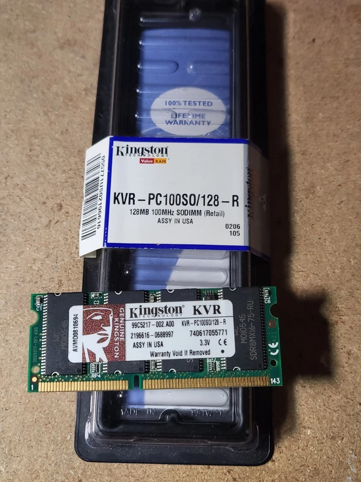 Kingston PC-100 128 MB SO-DIMM 100 MHz SDRAM Memory (KVR-PC100SO-128-R) UNTESTED - Image 1 of 2