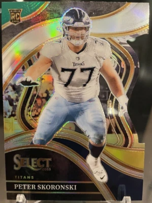 2023 Panini Select Peter Skoronski Green & Yellow Prizm Die-Cut #225 Rookie RC - Image 1 of 2