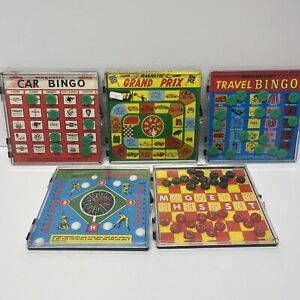 Vintage Lot Magnetic Travel Games RARE! Bingo Chess Baseball Grand Prix EUC