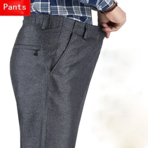 Men Elastic Waist Trouser Formal Casual Business Office Dress Pants Bottoms Long - Picture 1 of 18