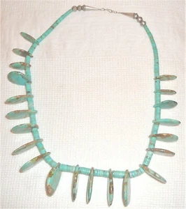 Lone Mountain turquoise disk / heshi Native American necklace - Picture 1 of 2