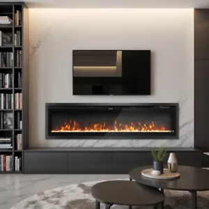 50" Elektrokamin Wandkamin Einbaukamin Elektrischer Kamin Flammeneffekt 1800W - Bild 1 von 13